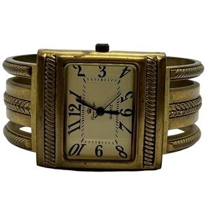 𝅺PREMIER Designs Cairo Watch Cuff Braided Gold Tone Square Face
